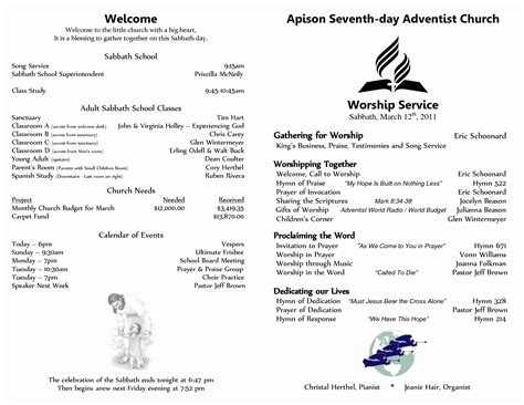 church program templates|Free Church Service Program Templates .